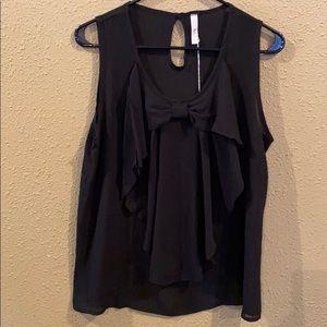 Black tank top blouse with bow on front